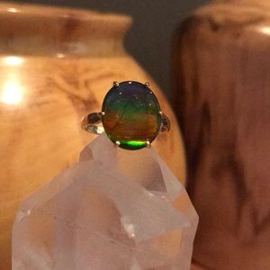 SOLD - Canadian Ammolite Ring in 14k Gold Sz 8